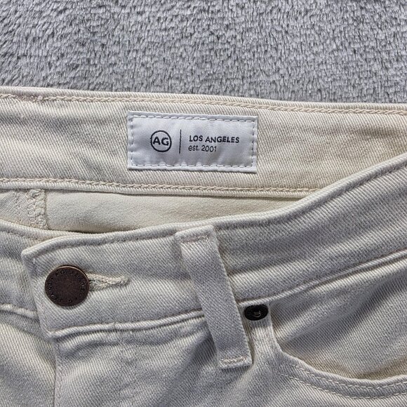 AG Mari Crop Jeans Womens 26 Ivory High-Rise Slim Straight Cropped Stretch Ecru - Picture 5 of 11